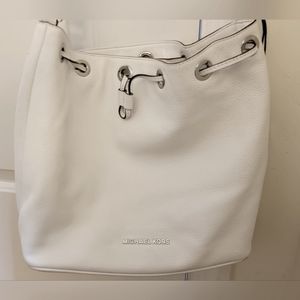 Michael Kors White Pebbled Leather Shoulder Bag